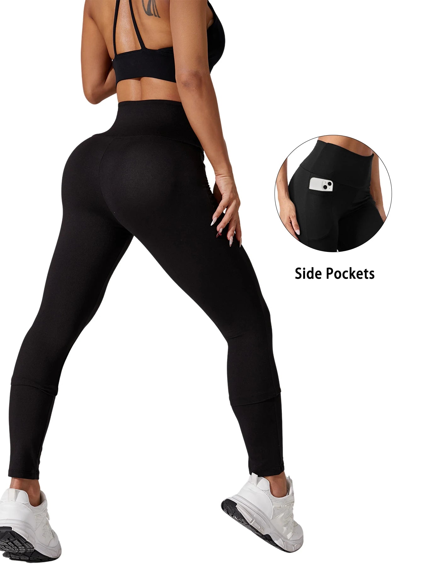 Women High Waisted Yoga Leggings with Pockets Tummy Control