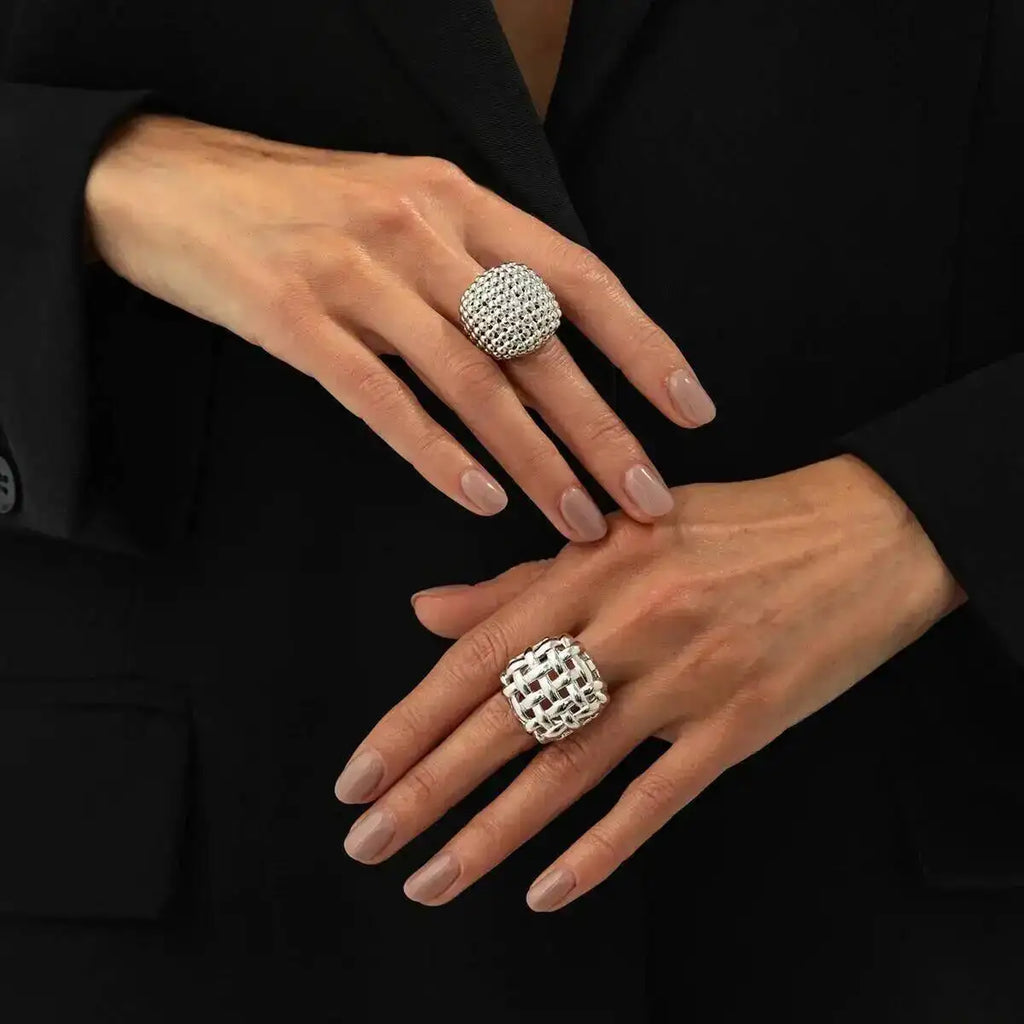 Women Vintage Geometric Adjustable Open Ring Set Jewelry