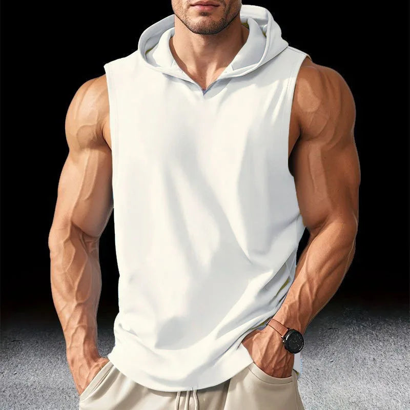 Men Hooded Running Gym Tank Top Vest