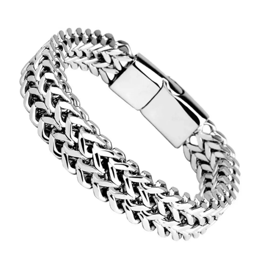 Men Stainless Steel Fish Scale Magnetic Bracelet