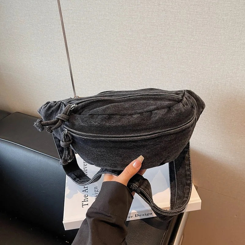 Denim Crossbody Chest Waist Bag for Women