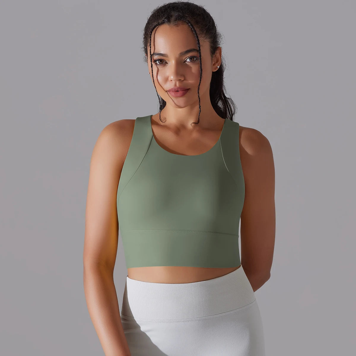 Women Nylon Sports Elastic Crop Top