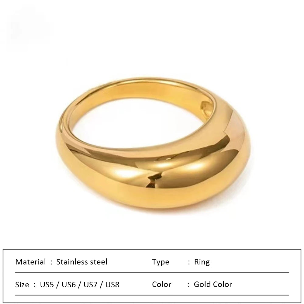 Women Simple Stainless Steel Arc Geometric Ring Jewelry