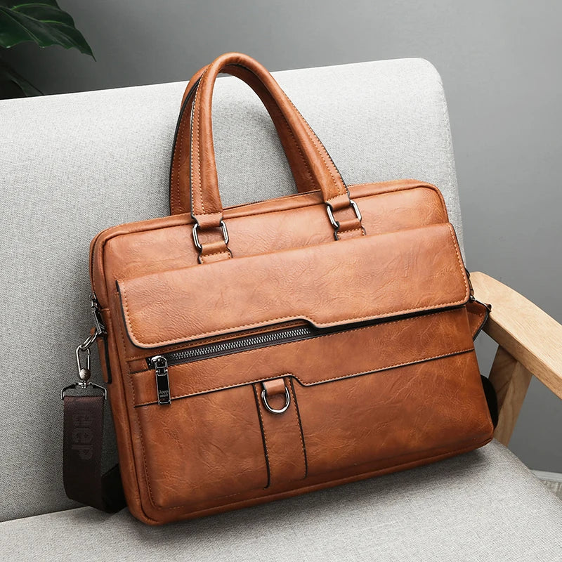 Waterproof Minimalist Business Laptop Briefcase Shoulder Bag for Men