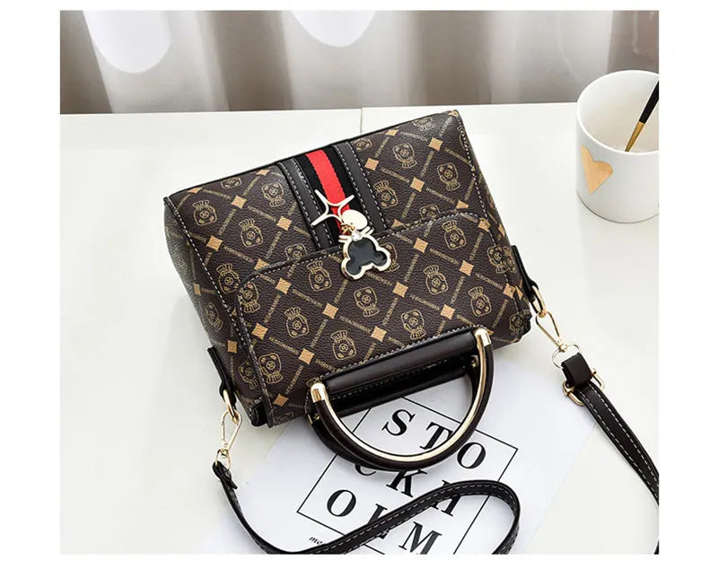 Luxury Monogram Leather Shoulder Tote Bag for Women