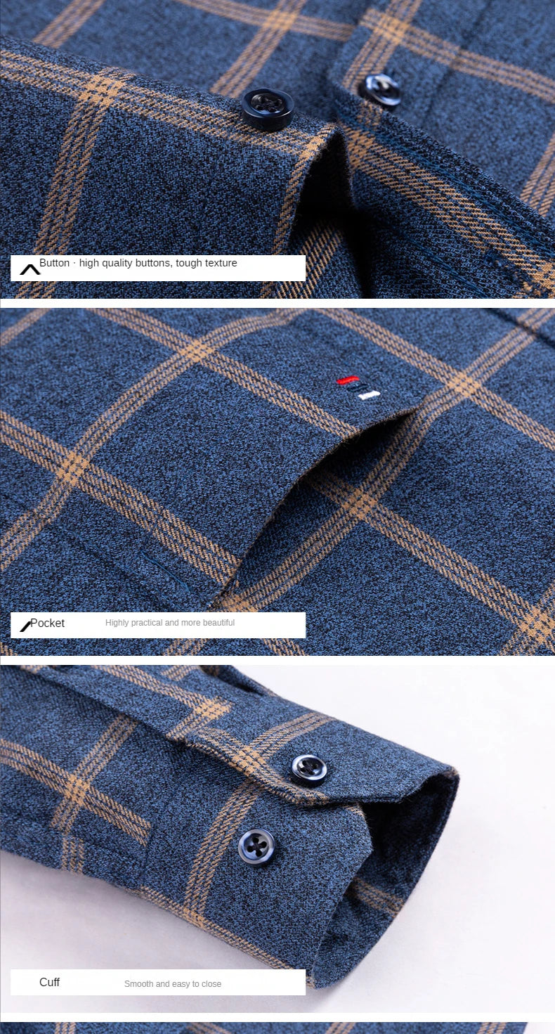 Men’s Cotton Plaid Long Sleeve Shirt