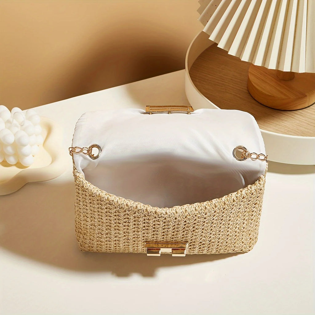 Woven Straw Shoulder Crossbody Bag for Women