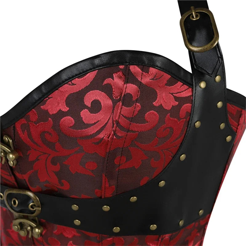 Steampunk Corset Top Halter Sexy Leather Korset Women Gothic Punk Overbust Corsets and Bustiers Medieval Retro Corselet