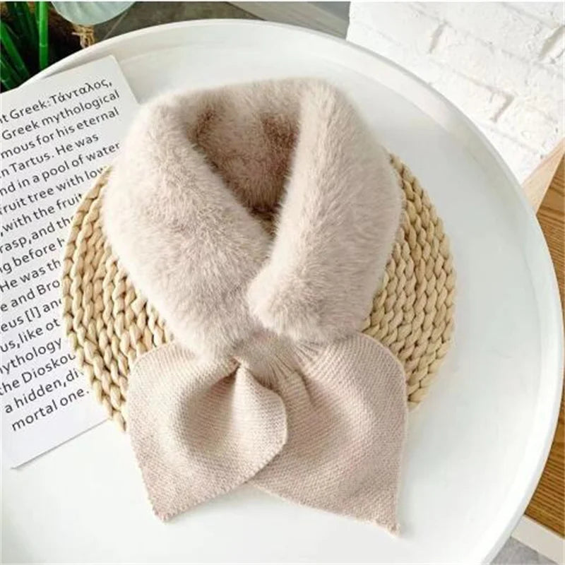 Women Winter Knitted Cross Strap Neck Scarf Shawl