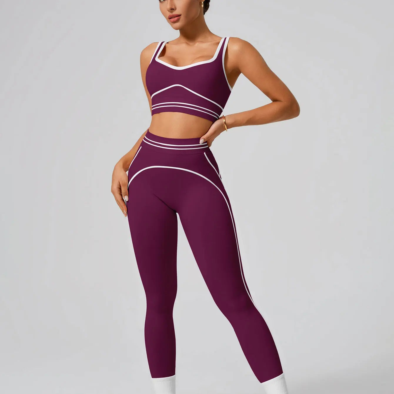 Women Seamless Yoga Set Sports Bra and High Waist Leggings Fitness Outfit