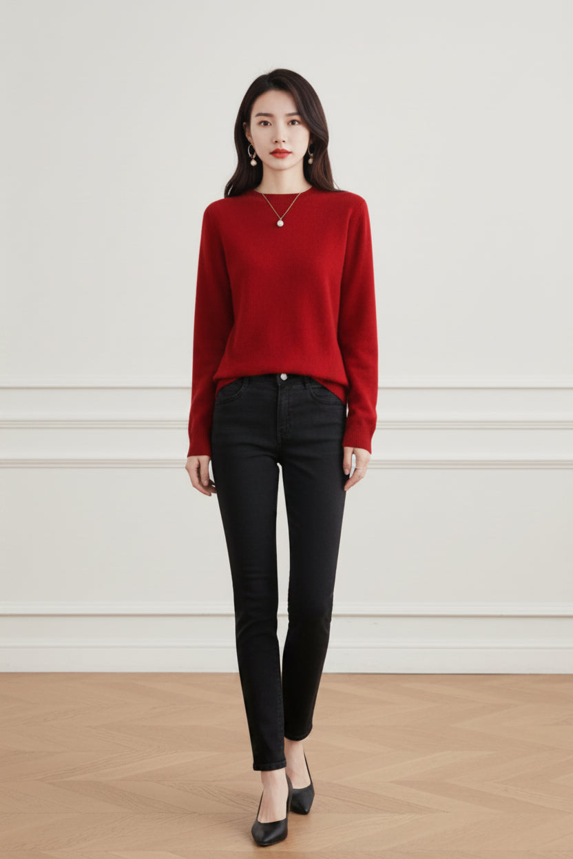 Women O Neck Long Sleeve Knit Sweater Pullover