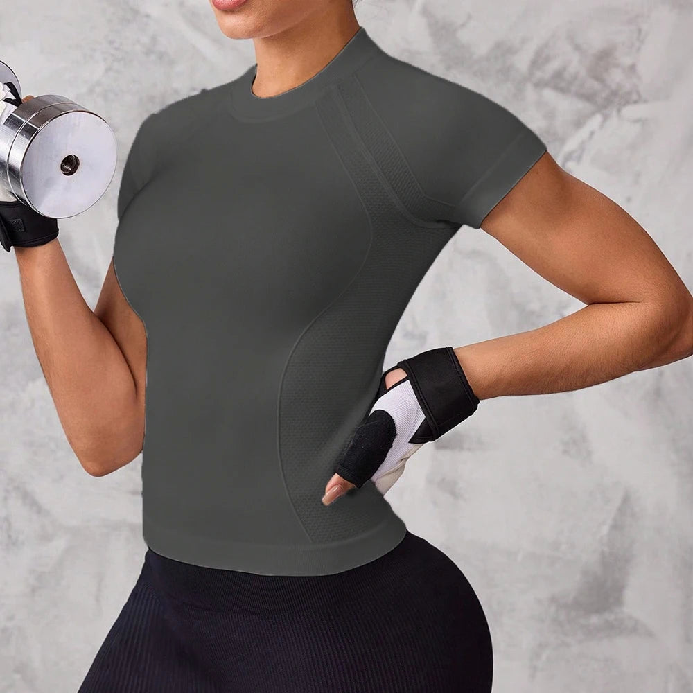 Women Short Sleeve Quick Dry Sports Top for Running and Yoga