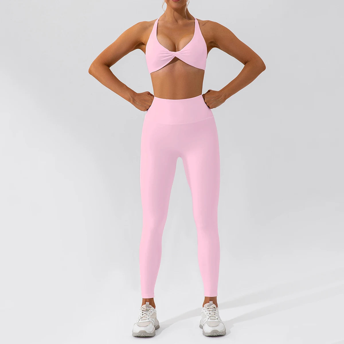 Women 2 Piece Yoga Set Long Sleeve Sports Top and Leggings
