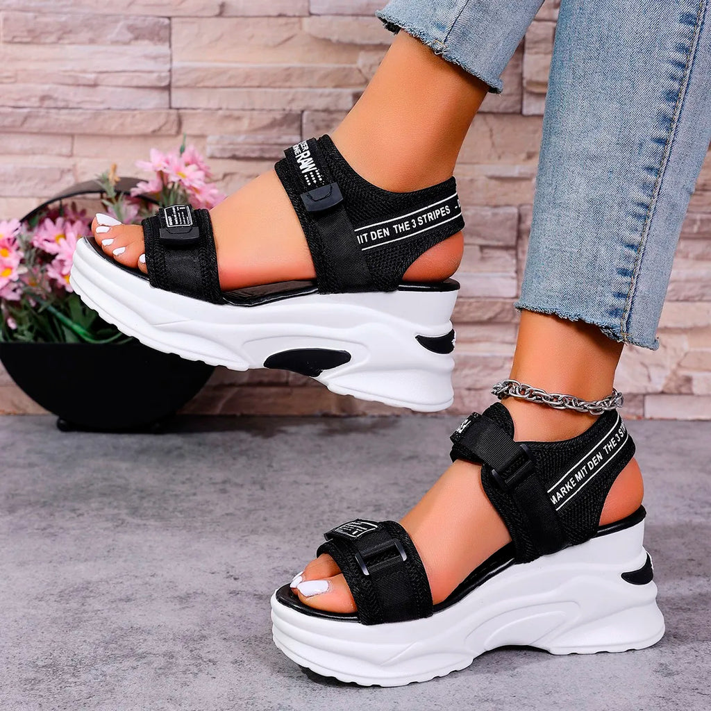 Women Platform Wedge Velcro Sandals