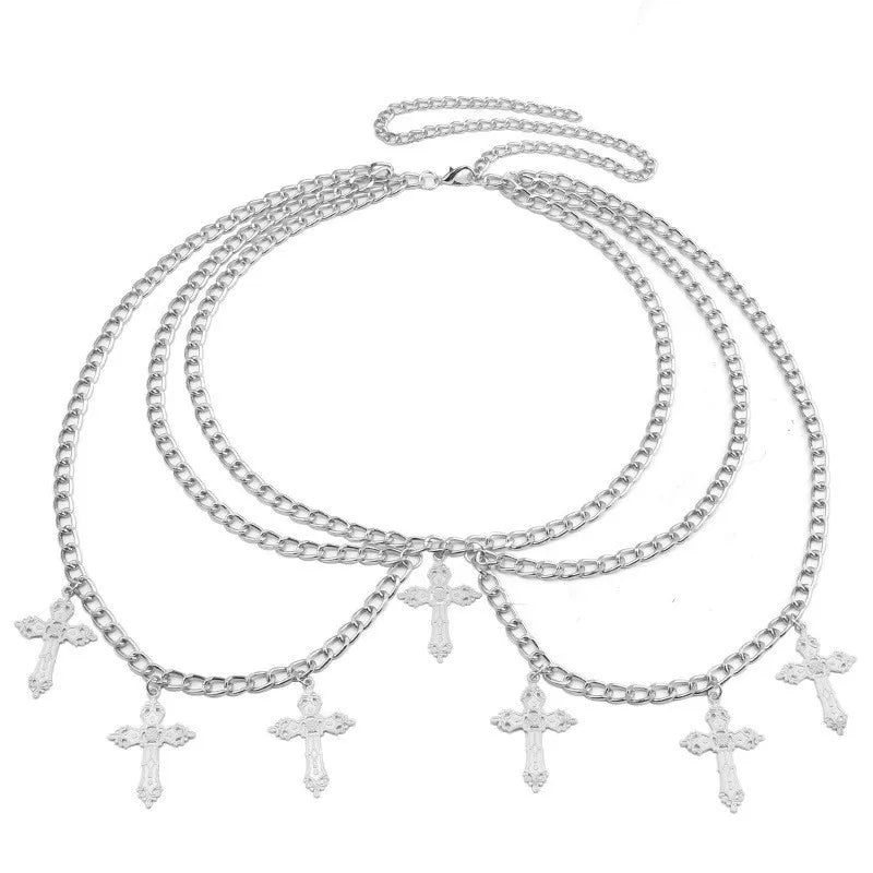 Women Cross Waist Chain Punk Body Jewelry Accessory