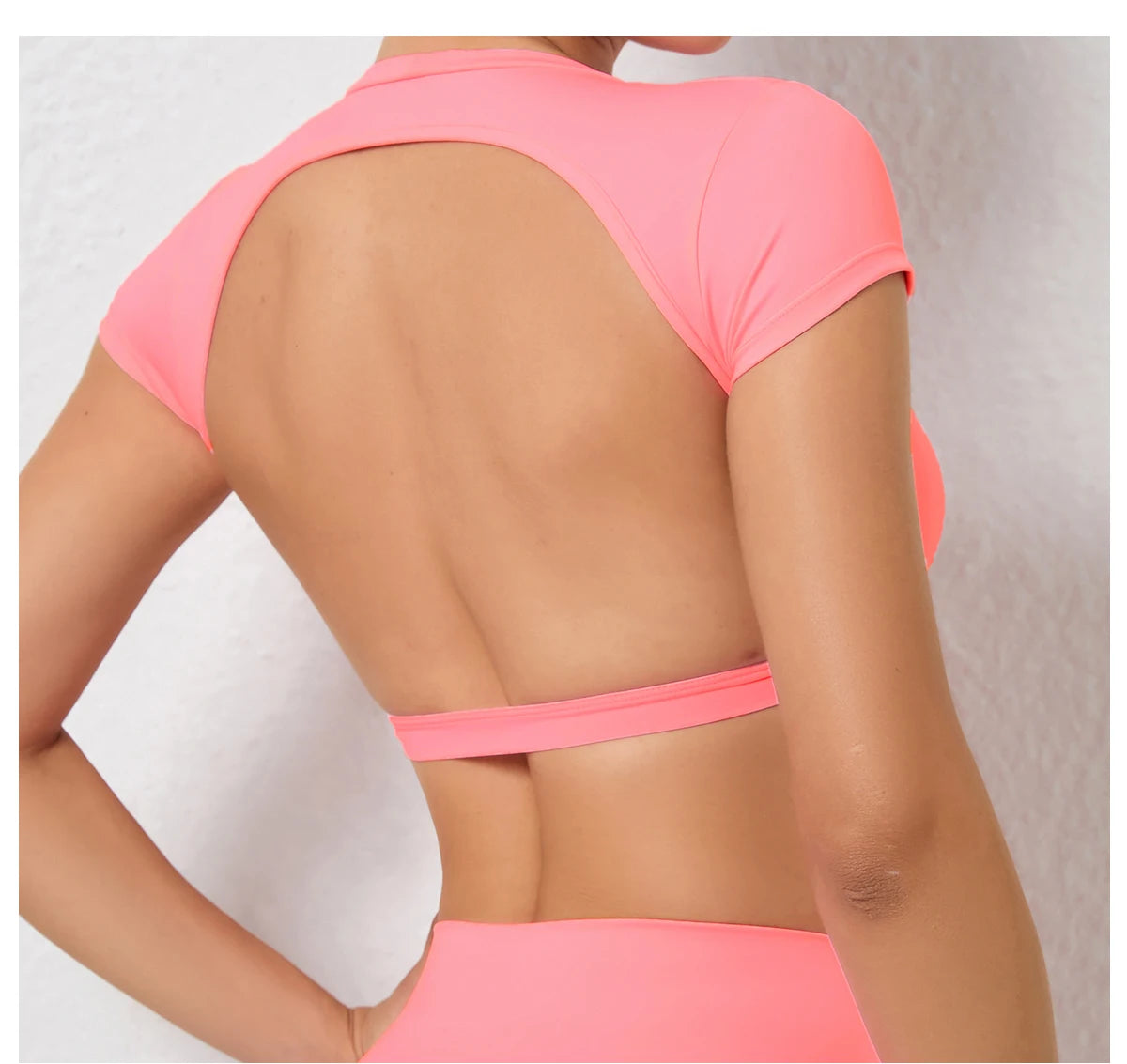 Women Open Back Sports Bra T Shirt