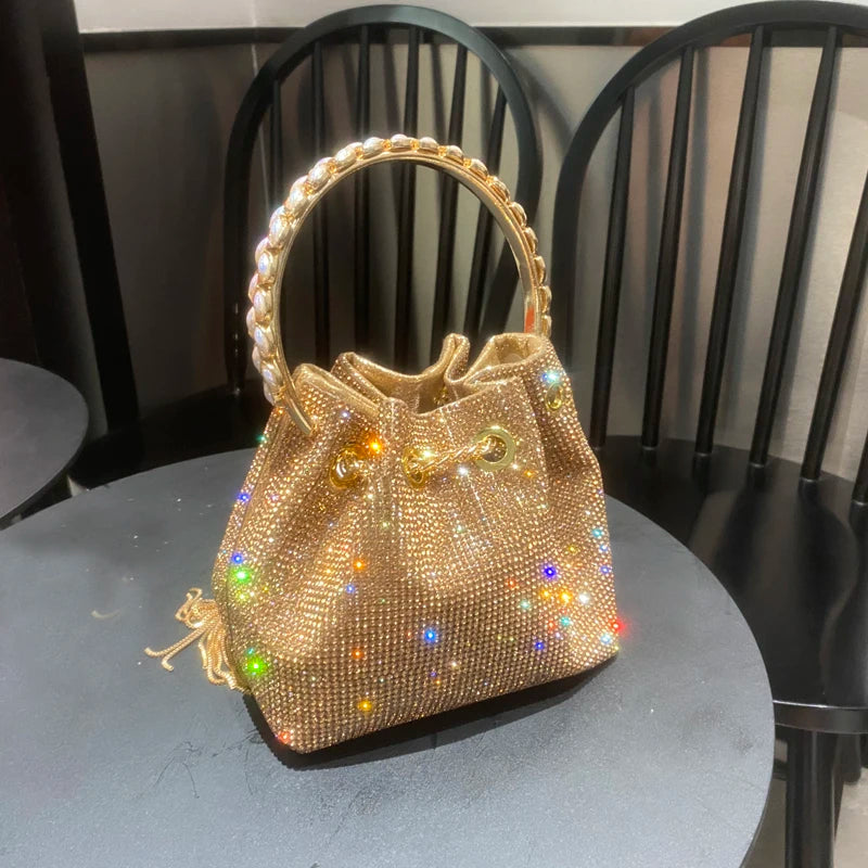 Luxury Rhinestone Bucket Evening Bag for Women