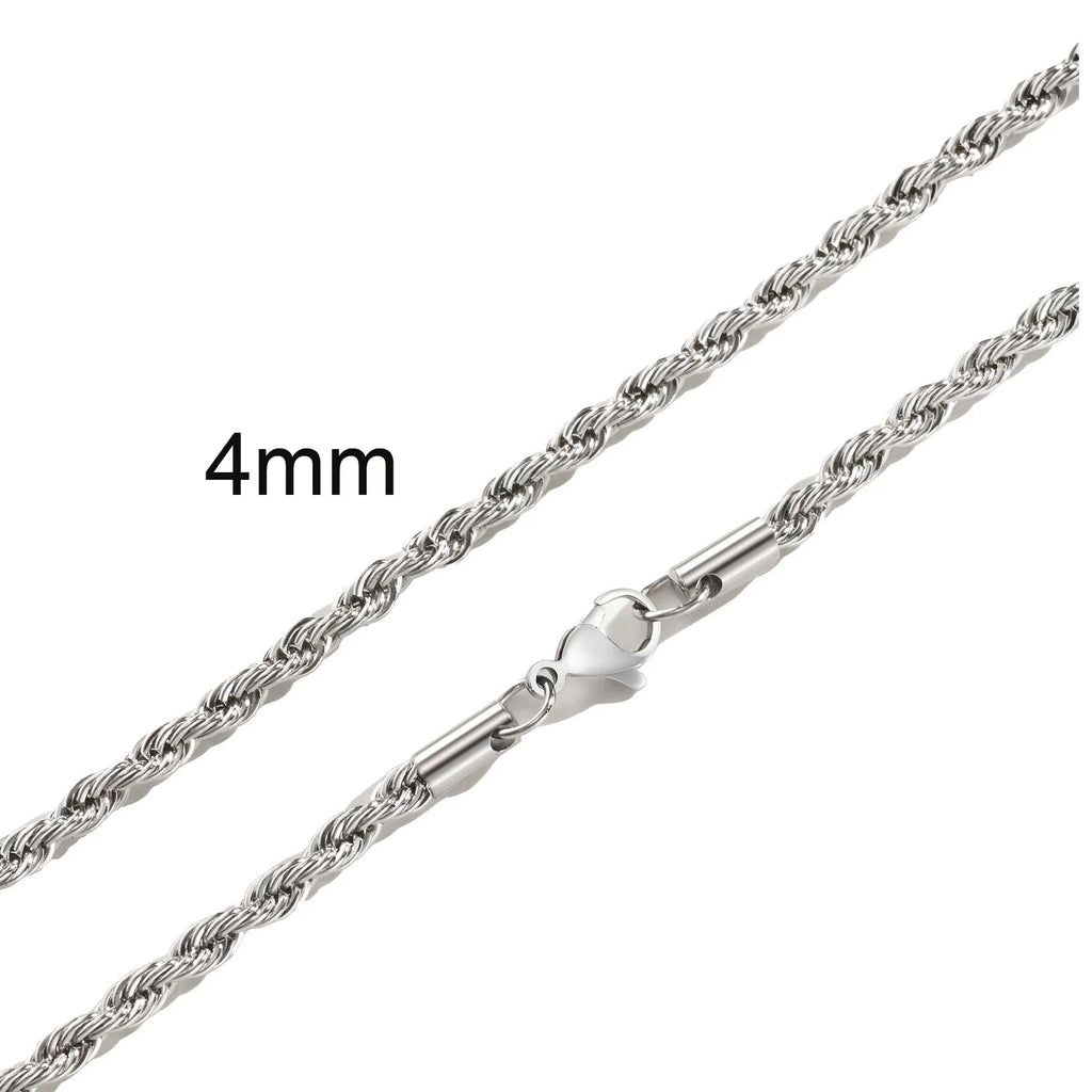 Men Twisted Rope Chain Necklace Jewelry
