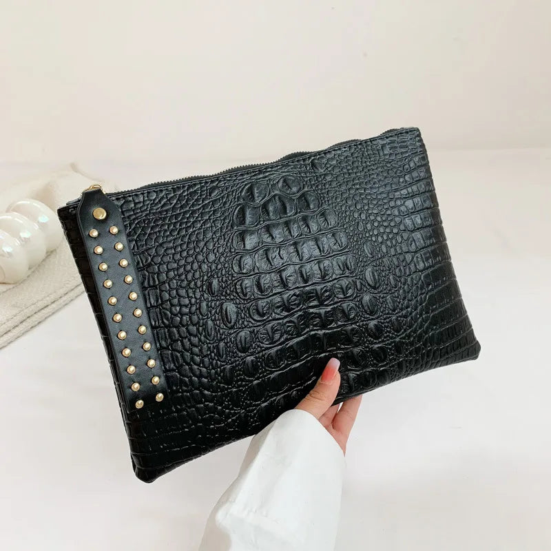 PU Leather Envelope Clutch Wristlet Bag for Women