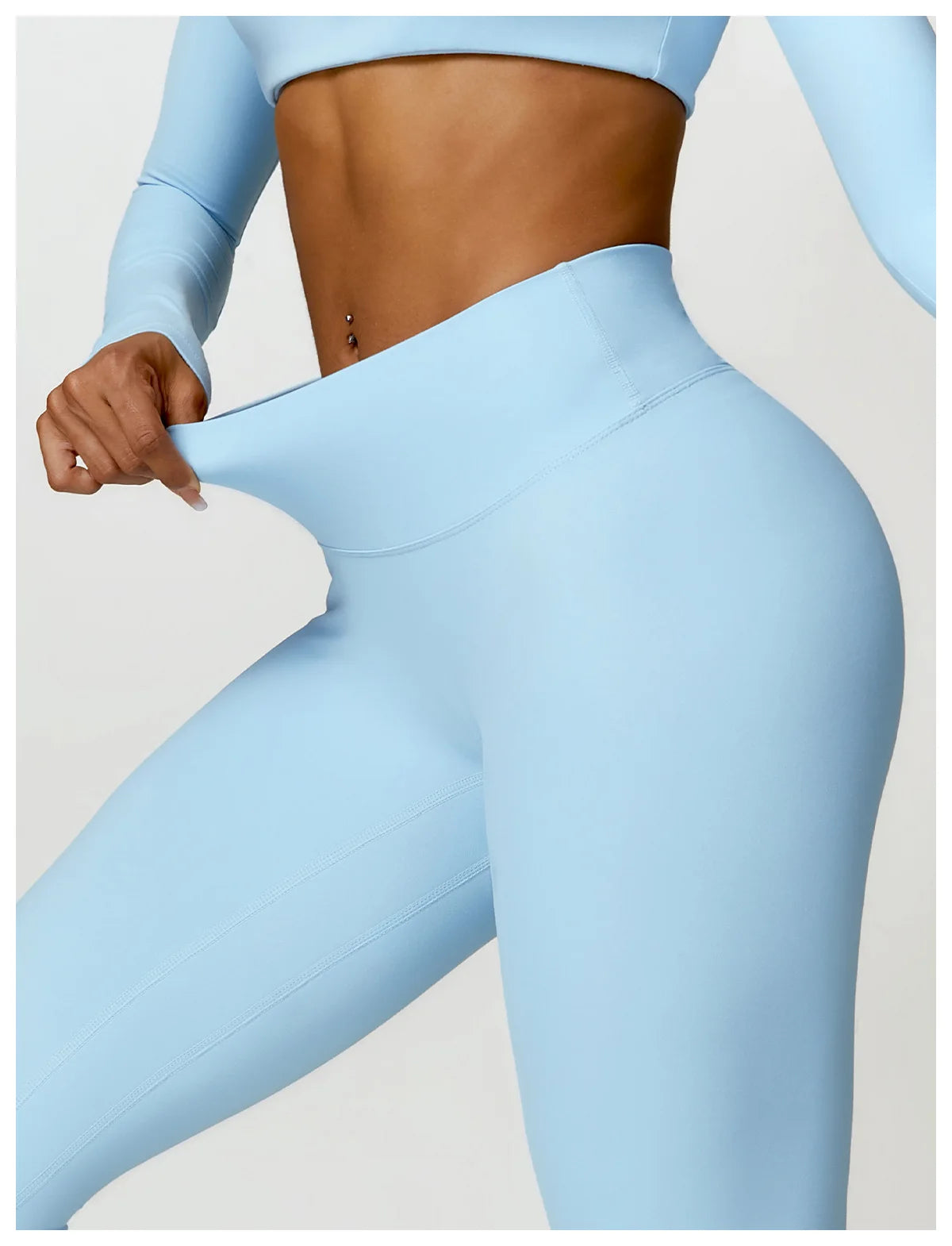 Women 2 Piece Yoga Set Long Sleeve Sports Top and Leggings