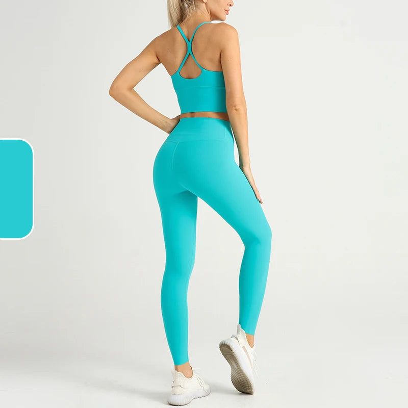 Women 2 Piece Sports Bra and Leggings Fitness Bodysuit