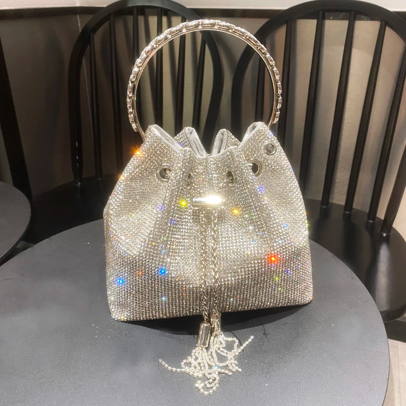 Luxury Rhinestone Bucket Evening Bag for Women