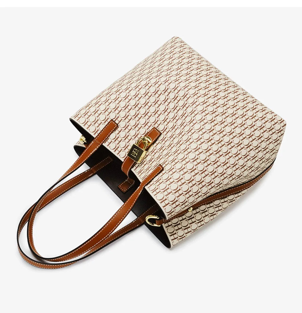 Large Capacity PU Crossbody Handbag with Letter Print for Women