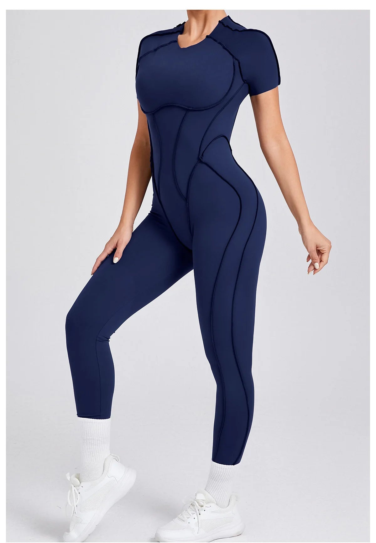 Women Open Back Yoga Jumpsuit Fitness Bodysuit