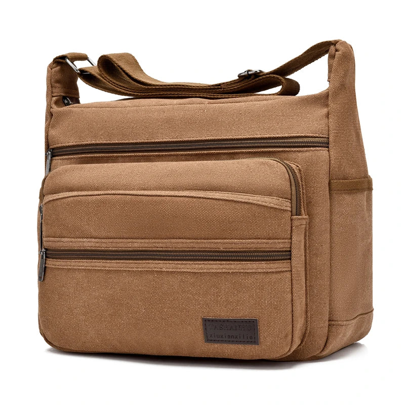 Large Capacity Multi Pocket Canvas Crossbody Shoulder Bag for Men