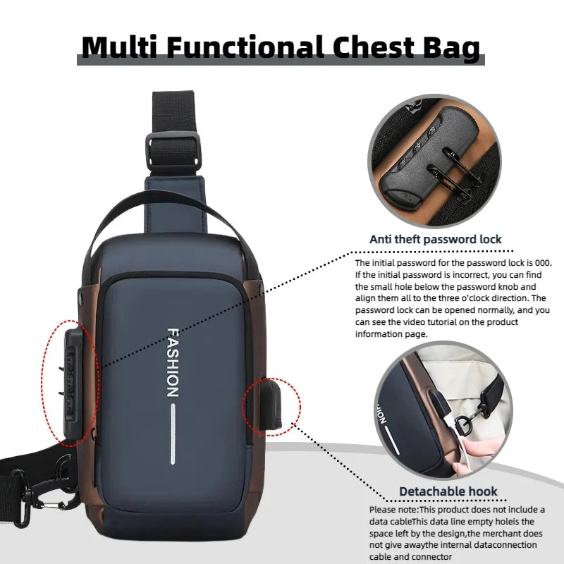 Oxford Fabric Sling Crossbody Chest Bag for Men