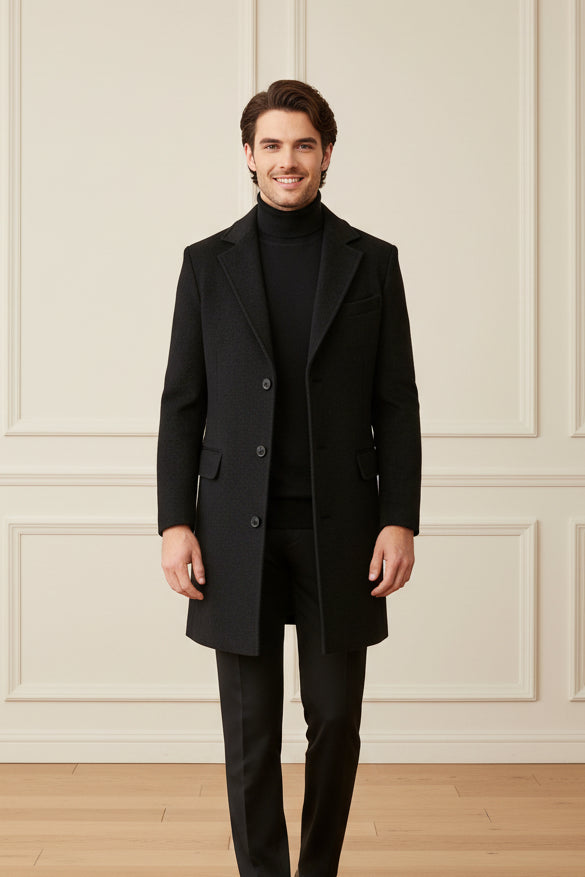 Men British Style Wool Coat
