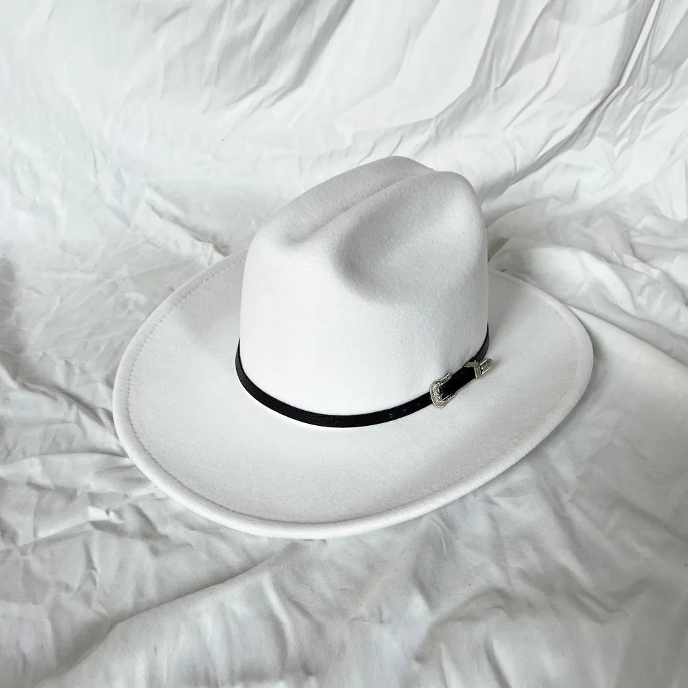 Men Vintage Western Cowboy Wide Brim Hat
