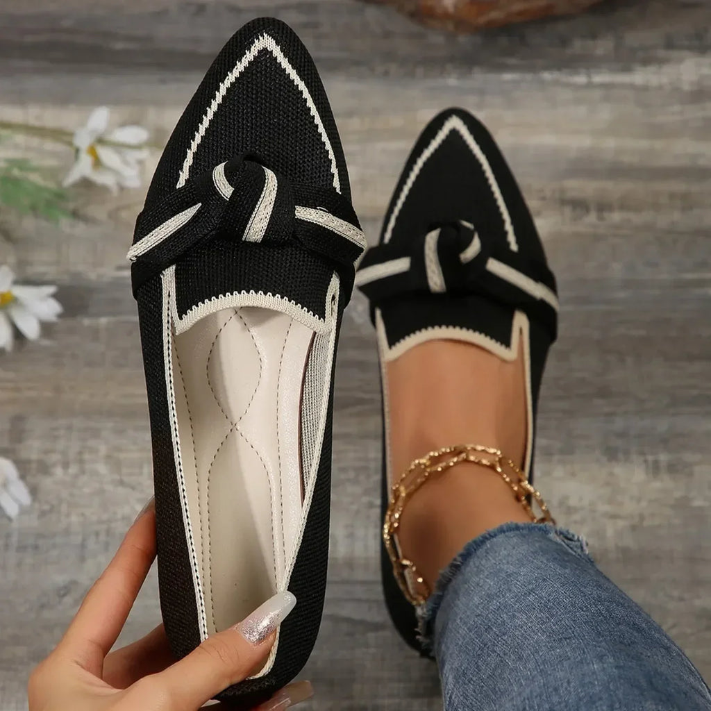 Women Knitted Slip Breathable Comfortable Solid Color Shoes Flats