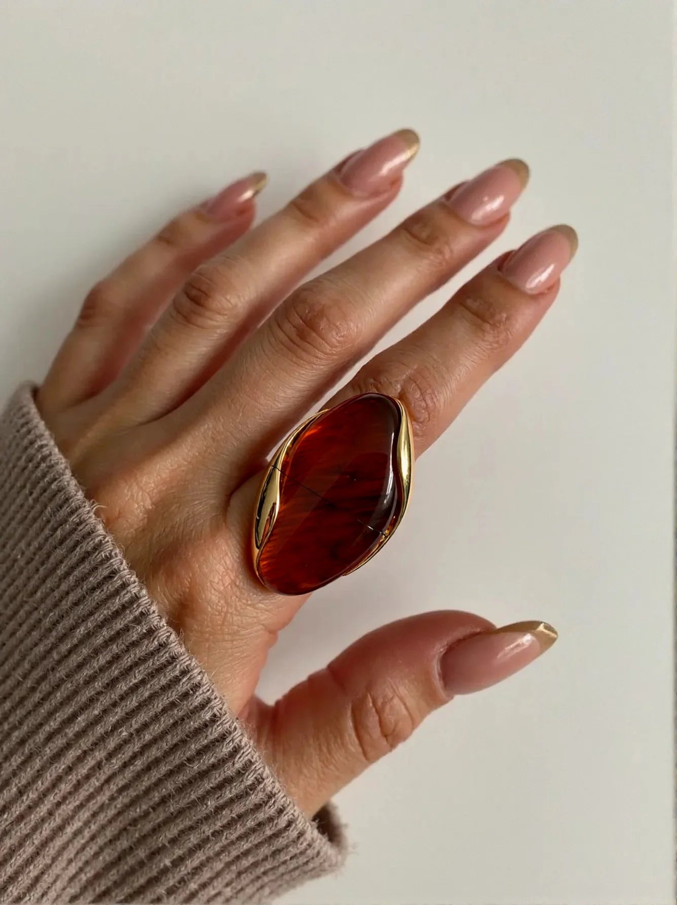 Women Geometric Resin Stainless Steel Ring