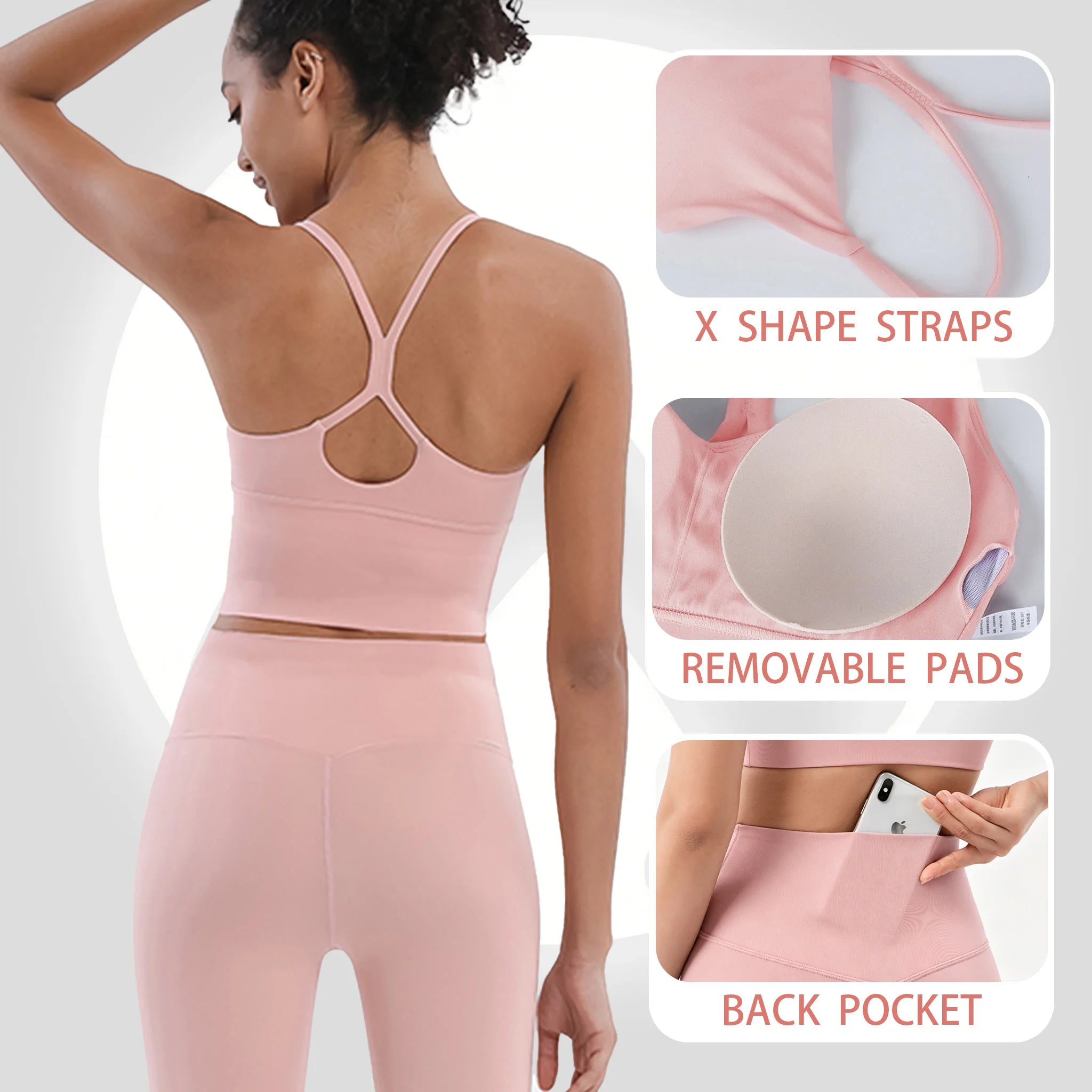 Women Seamless Gym Set Sports Bra and High Waist Leggings Fitness Outfit
