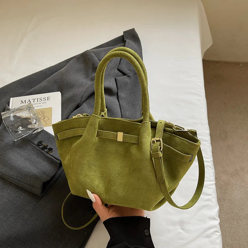 Matte Suede Large Capacity Tote Shoulder Bag for Women