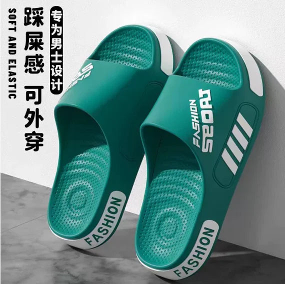Big Size 36-45 Men Slippers Summer Flat Sole Home Slippers For Women Man Open Toe Trend Slides Couple Light Beach Shoes Sandals
