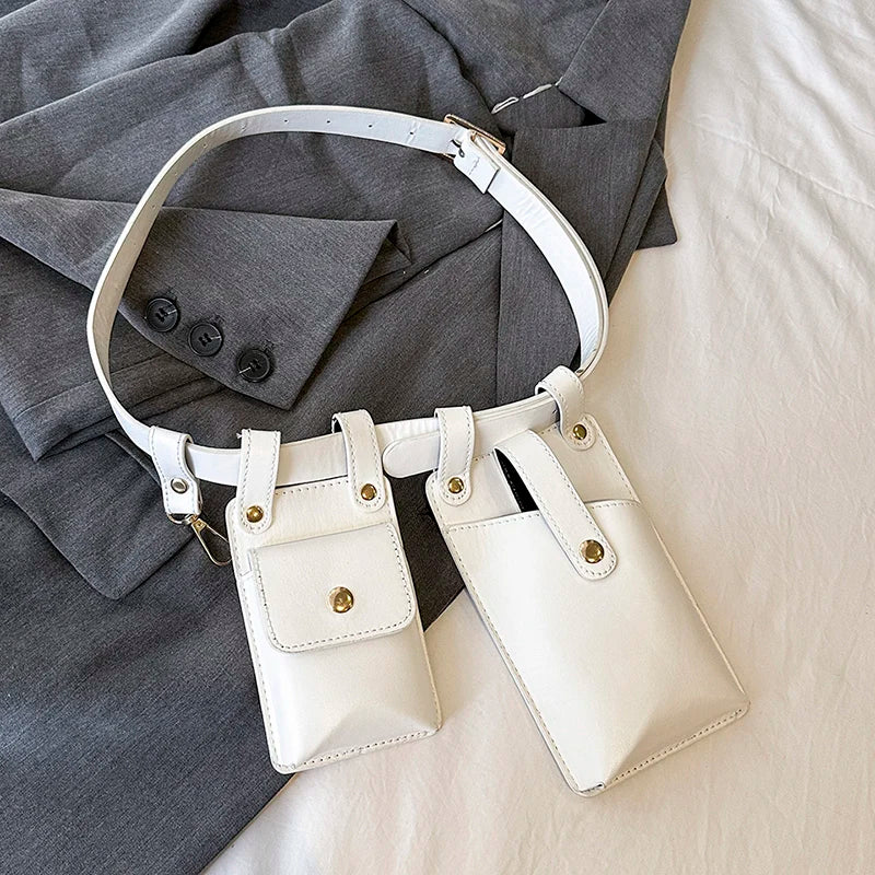 Candy Color Leather Waist Crossbody Fanny Pack for Women