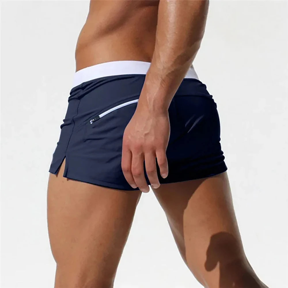 Men Solid Color Underwear Trunks Low Waist Shorts