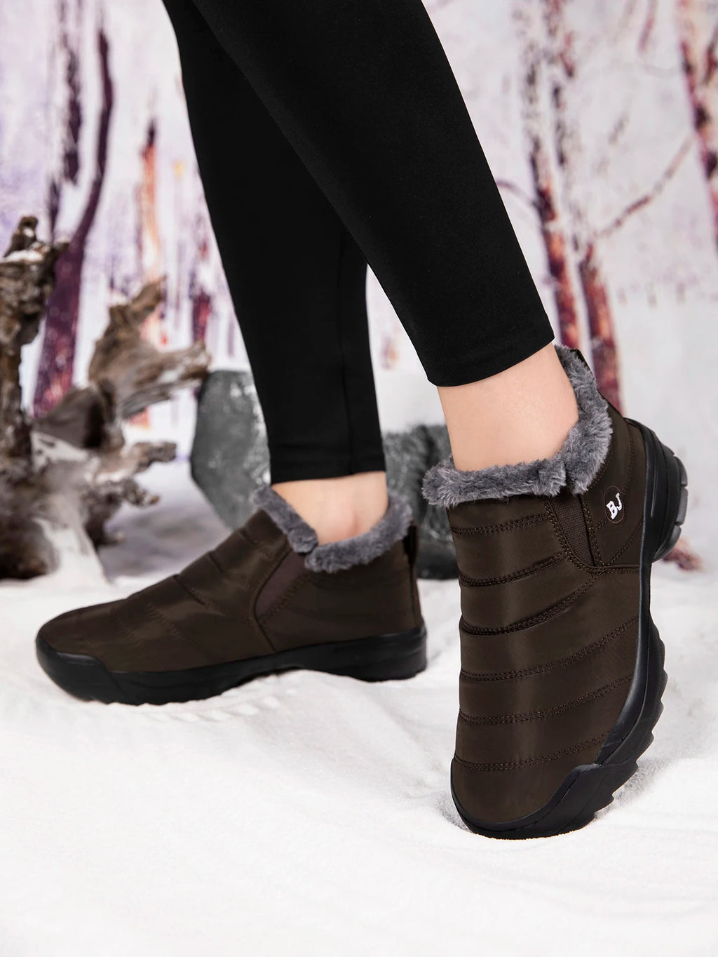 Men's Snow Boots, Winter Warm Shoes, Fuzzy Lining Windproof Hiking Boots, Winter Insulated Shoes, Fuzzy Lining Windproof Hiking Boots