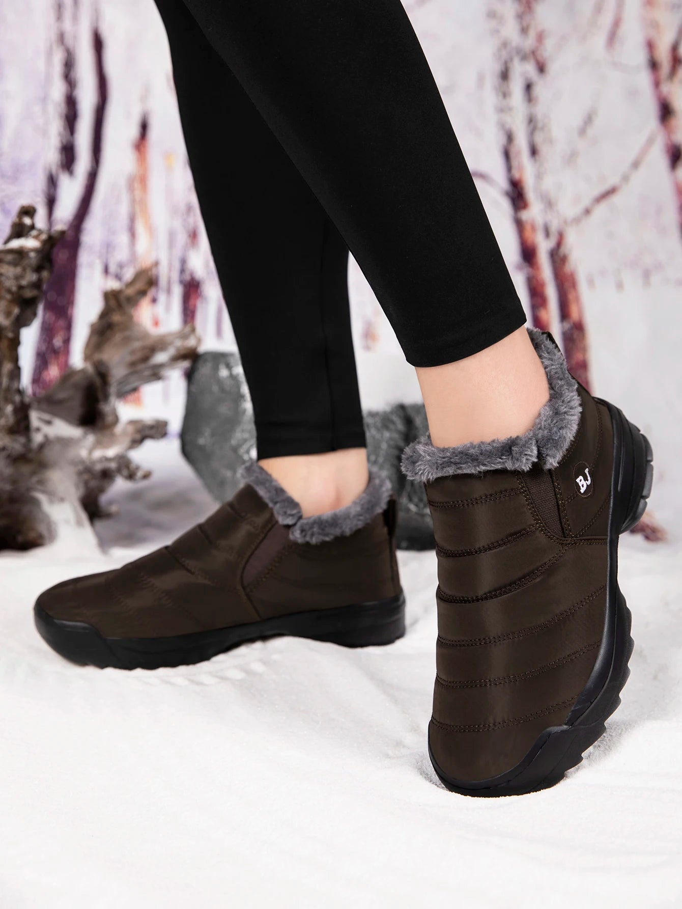 Men's Snow Boots, Winter Warm Shoes, Fuzzy Lining Windproof Hiking Boots, Winter Insulated Shoes, Fuzzy Lining Windproof Hiking Boots