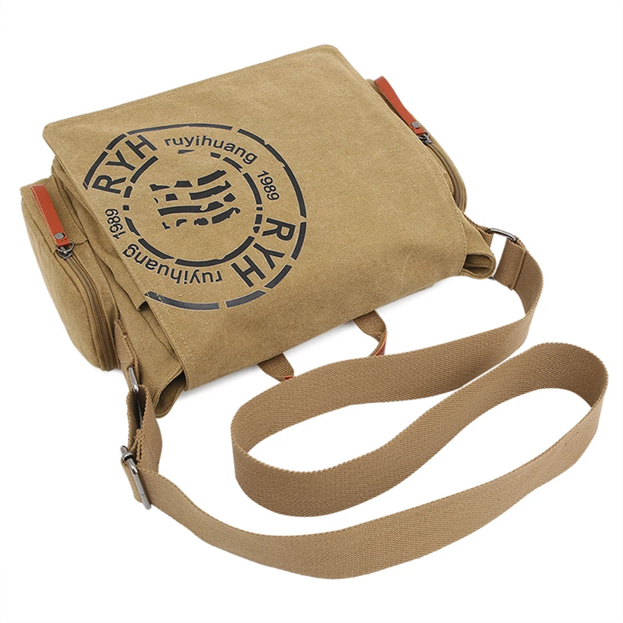 Large Capacity Canvas Weekend Messenger Briefcase Bag for Men