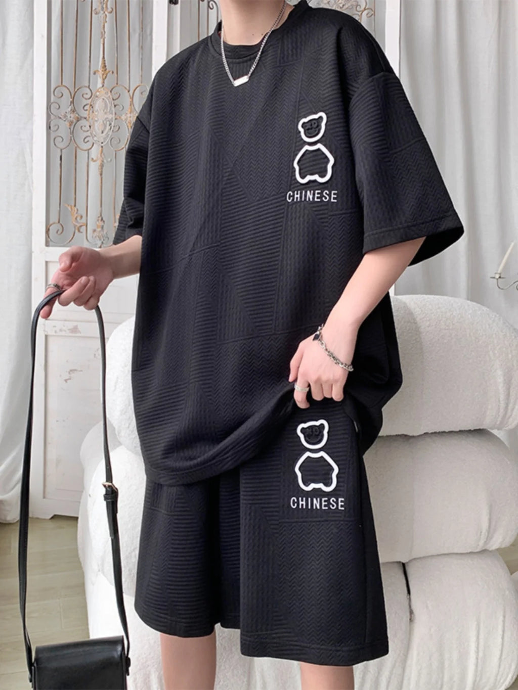 Men Short Sleeve T Shirt and Shorts Sportswear Set