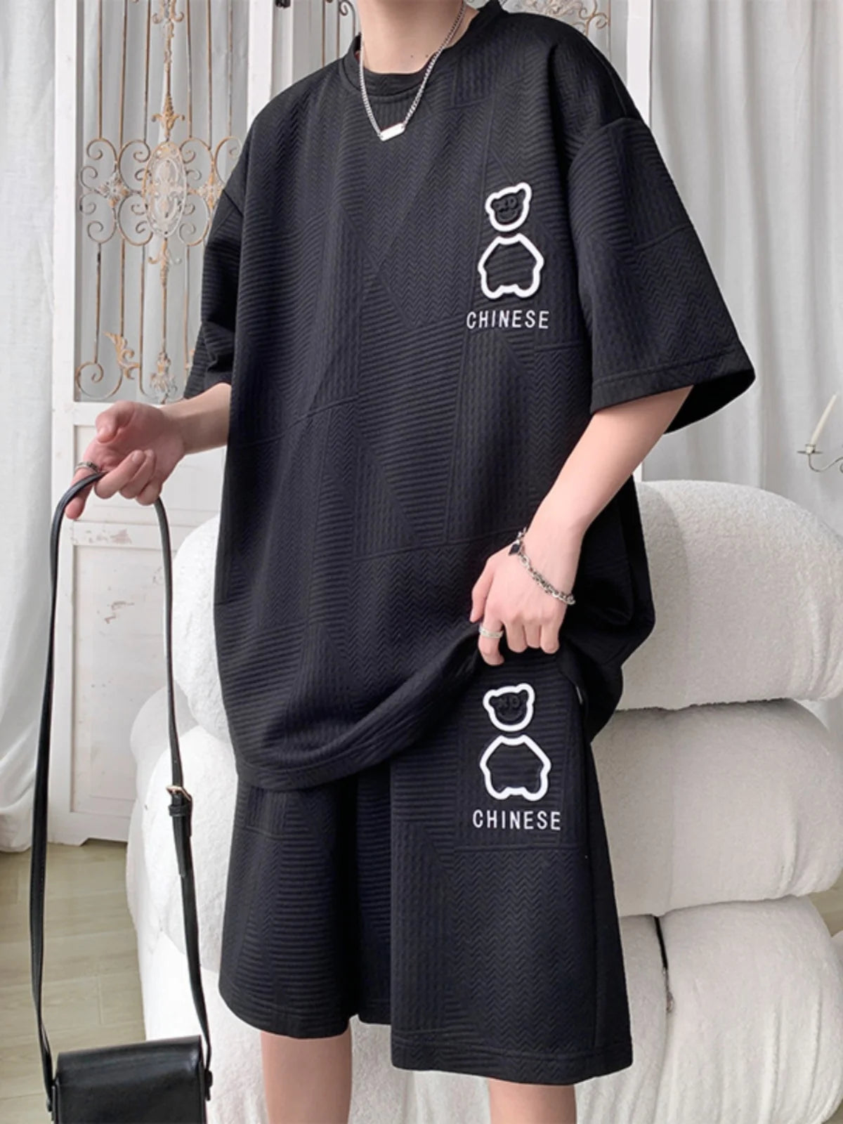 Men Short Sleeve T Shirt and Shorts Sportswear Set