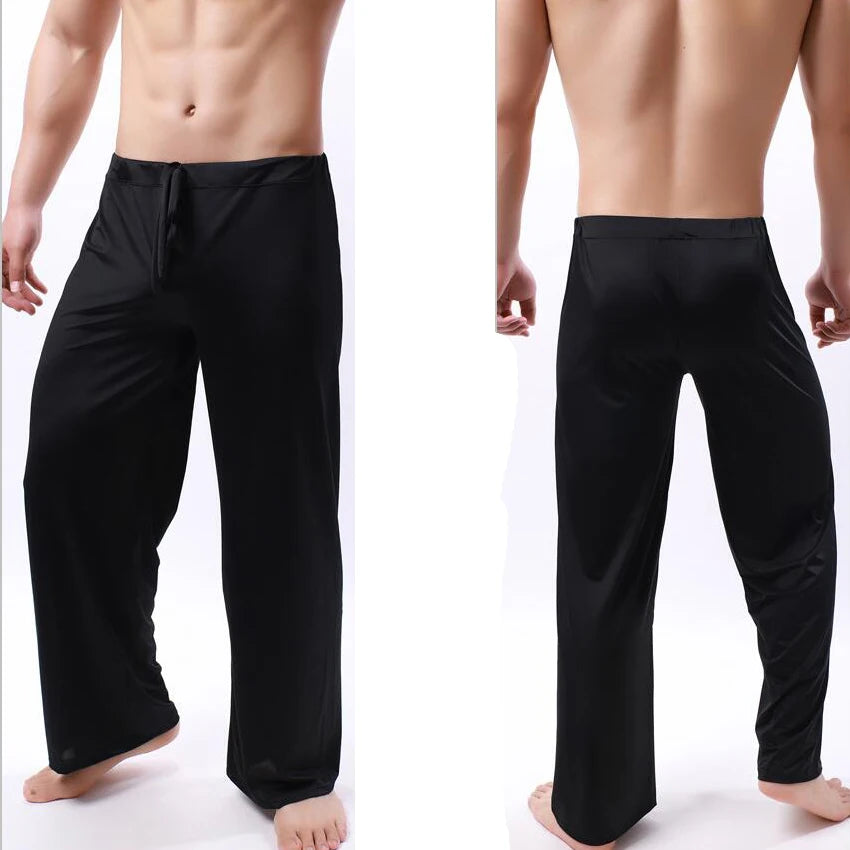 Men Ice Silk Pajama Pants Soft Breathable Sleepwear Trousers