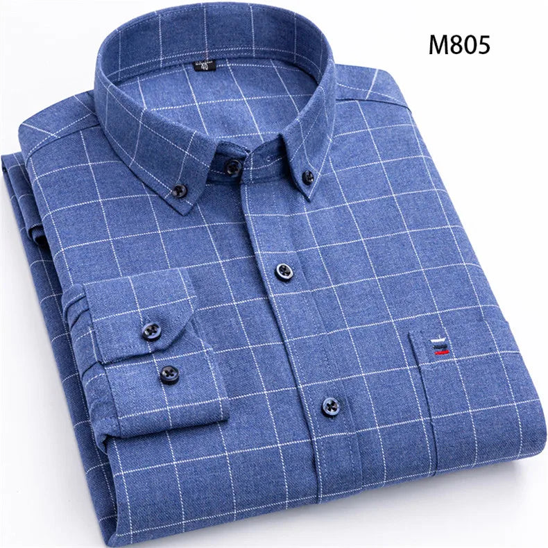Men’s Cotton Plaid Long Sleeve Shirt
