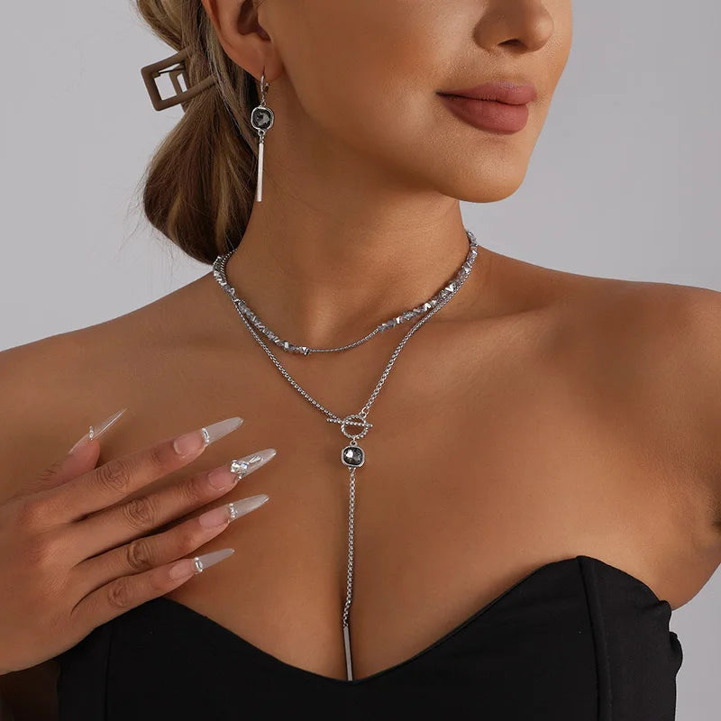Women Gray Glass Jewelry Fashion Accessories