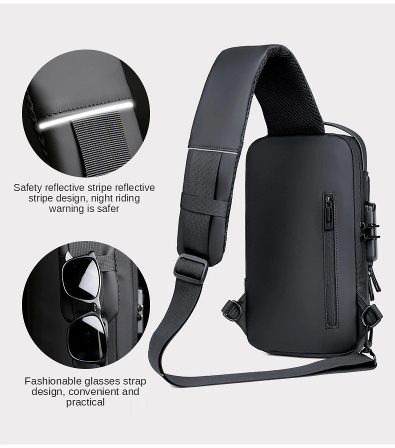 Classic PU Leather Anti Theft Crossbody Chest Bag for Men