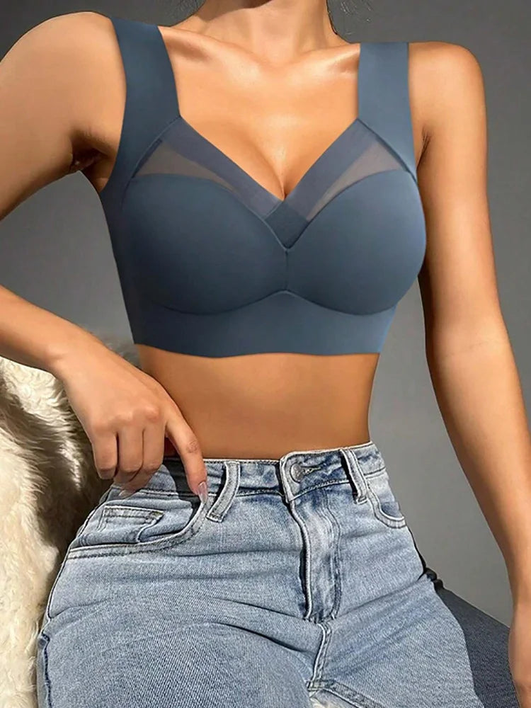 Seamless Lace Wireless Sports Bra Set for Women Plus Size
