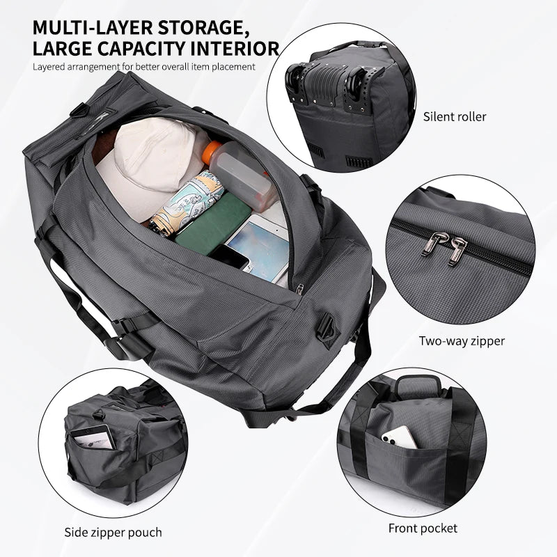 Large Capacity Wheeled Travel Carry On Bag for Men
